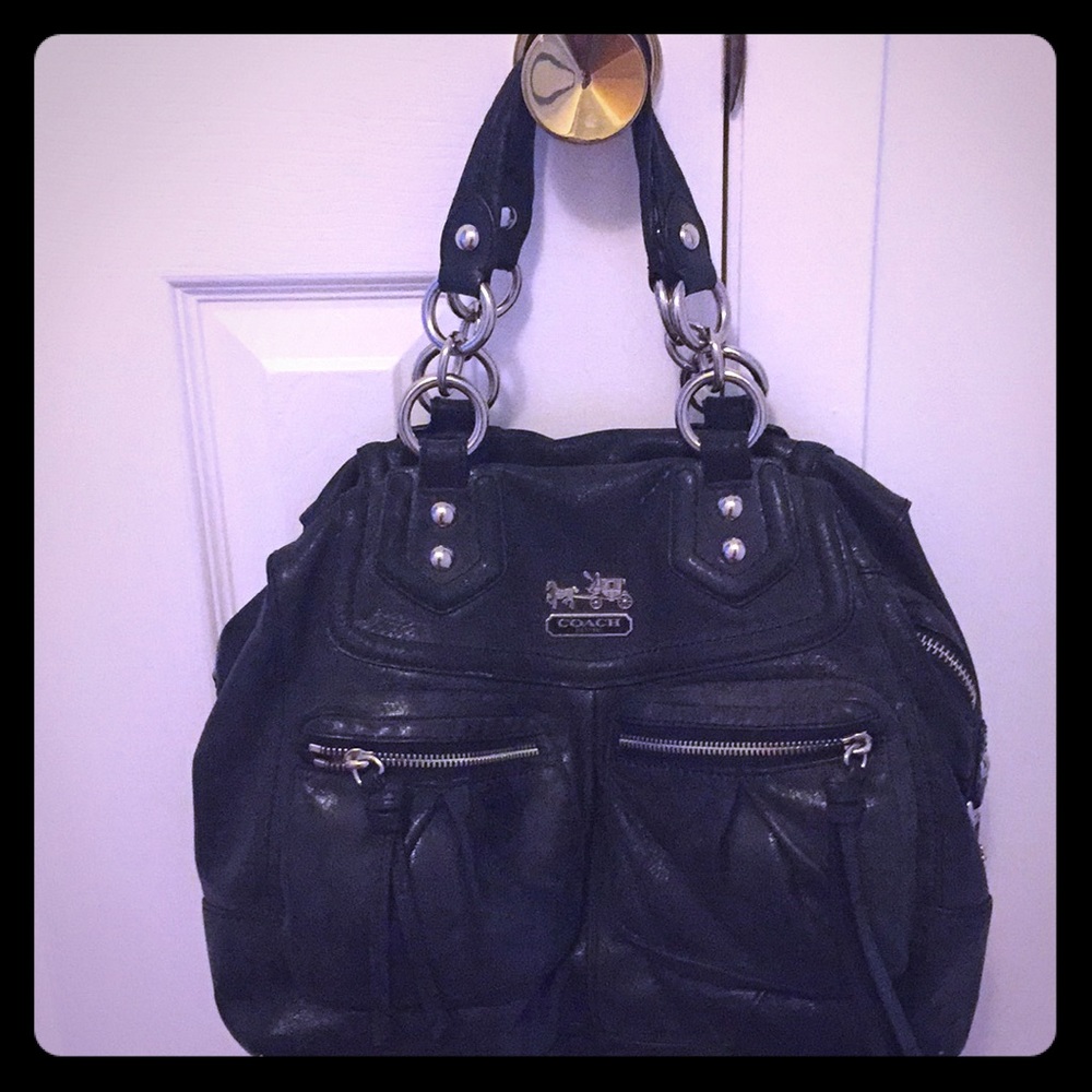 Authentic Coach Black Leather Handbag
